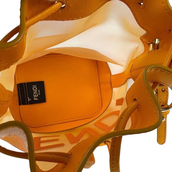 FENDI Mon Tresor Mini Shoulder Bag Handbag Orange Leather/Mesh - Picture 11 of 14